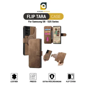 FLIP TARA LEATHER CASE SAMSUNG S8 - S25 SERIES